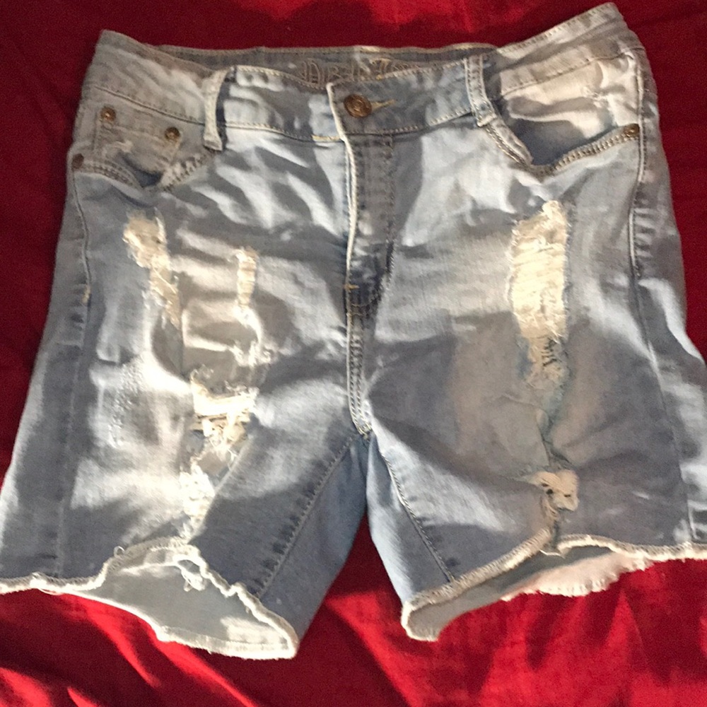 Distressed Light Wash Jean Shorts